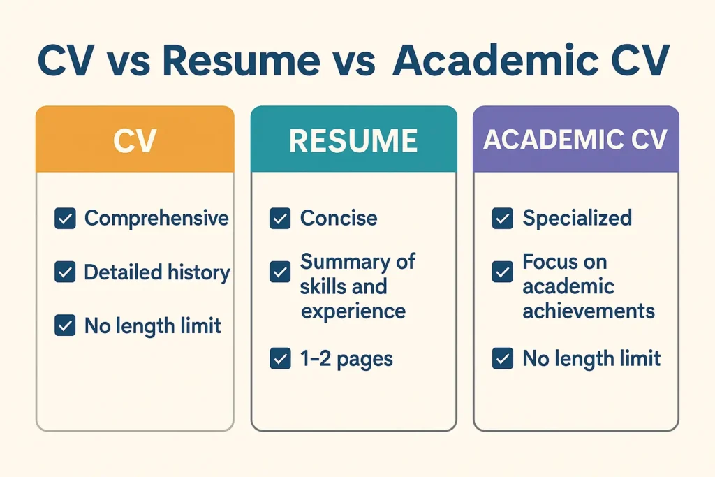 Professional CV Writing Help For Recent Graduates What’s the Difference between CV vs Resume vs Academic CV